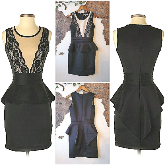 bailey blue Dresses & Skirts - NWOT🔥Lacy High-Low Peplum Cocktail/Office Dress